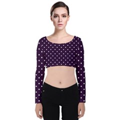 Little  Dots Purple Velvet Long Sleeve Crop Top by snowwhitegirl