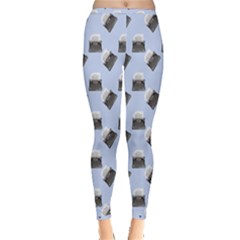 Retro Typewriter Blue Pattern Inside Out Leggings by snowwhitegirl