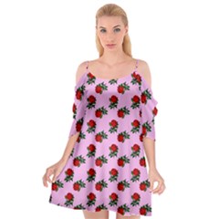 Red Roses Pink Cutout Spaghetti Strap Chiffon Dress by snowwhitegirl