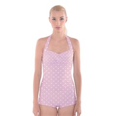 Little  Dots Pink Boyleg Halter Swimsuit  by snowwhitegirl