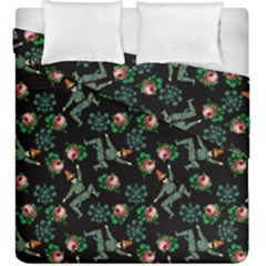 Vintage Jester Floral Pattern Duvet Cover Double Side (king Size) by snowwhitegirl