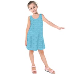 Retro Blue Pattern Kids  Sleeveless Dress by snowwhitegirl