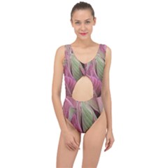 Pink Leaves Center Cut Out Swimsuit by snowwhitegirl