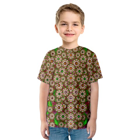 Flower Wreaths And Ornate Sweet Fauna Kids  Sport Mesh Tee by pepitasart