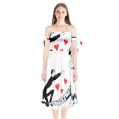 Manloveswoman Shoulder Tie Bardot Midi Dress by vintage2030