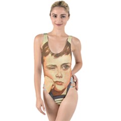 Retro Boy High Leg Strappy Swimsuit by vintage2030