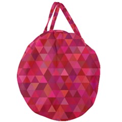 Maroon Dark Red Triangle Mosaic Giant Round Zipper Tote by Sapixe