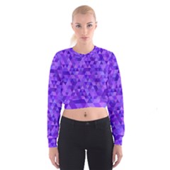 Purple Triangle Purple Background Cropped Sweatshirt by Sapixe