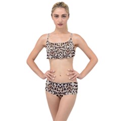 Pattern Leopard Skin Background Layered Top Bikini Set by Sapixe