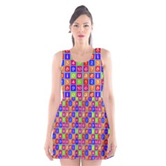 Numbers And Vowels Colorful Pattern Scoop Neck Skater Dress by dflcprints