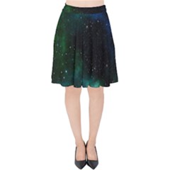 Galaxy Sky Blue Green Velvet High Waist Skirt by snowwhitegirl