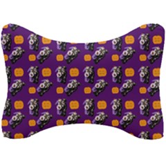 Halloween Skeleton Pumpkin Pattern Purple Seat Head Rest Cushion by snowwhitegirl