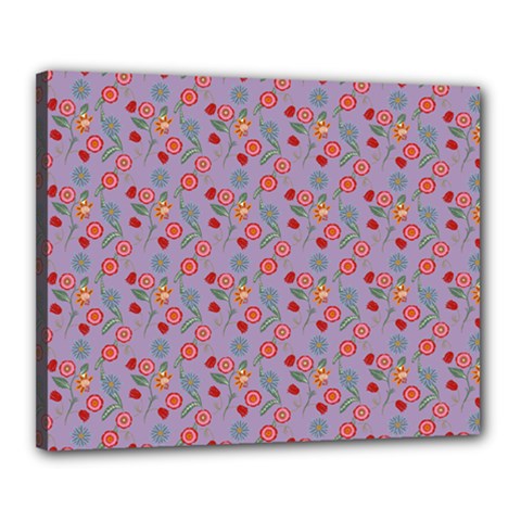 Vintage Floral Lilac Canvas 20  X 16  (stretched) by snowwhitegirl