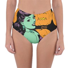 Zombie Retro Girl Black Reversible High-waist Bikini Bottoms by snowwhitegirl