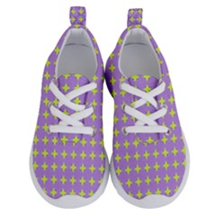 Pastel Mod Purple Yellow Circles Running Shoes by BrightVibesDesign