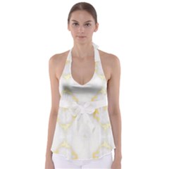 White Marble Pattern By Flipstylez Designs Babydoll Tankini Top by flipstylezfashionsLLC