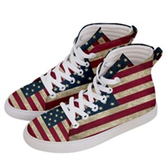 Vintage American Flag Women s Hi-top Skate Sneakers by Valentinaart