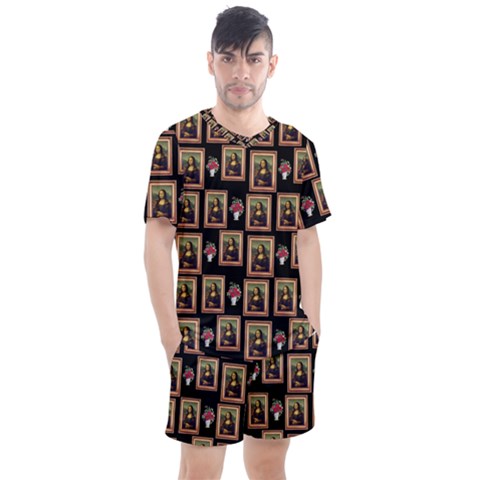 Mona Lisa Frame Pattern Men s Mesh Tee And Shorts Set by snowwhitegirl