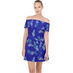 Indigo Flora Off Shoulder Chiffon Dress by 1dsignmovesu