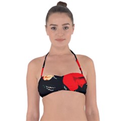 Bright Red Roses By Flipstylez Designs Halter Bandeau Bikini Top by flipstylezfashionsLLC