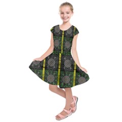 Stars And Flowers Decorative Kids  Short Sleeve Dress by pepitasart