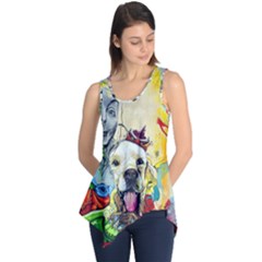 Wall Girl Dog Graphite Street Art Sleeveless Tunic by Simbadda