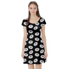 Donuts Pattern Short Sleeve Skater Dress by Valentinaart