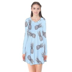 Pineapple Pattern Long Sleeve V-neck Flare Dress by Valentinaart