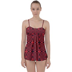 Abstract Background Red Black Babydoll Tankini Set by Simbadda