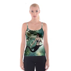 Wonderful Dark Mermaid With Awesome Orca Spaghetti Strap Top by FantasyWorld7