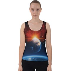 Earth Globe Planet Space Universe Velvet Tank Top by Celenk