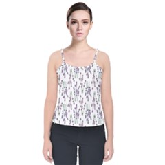 Flower Pattern Pattern Design Velvet Spaghetti Strap Top by Celenk