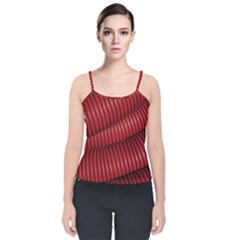 Tube Plastic Red Rip Velvet Spaghetti Strap Top by Celenk