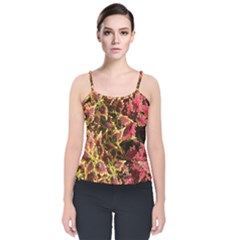 Plant Leaves Foliage Pattern Velvet Spaghetti Strap Top by Celenk