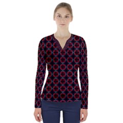 Pattern Design Artistic Decor V-neck Long Sleeve Top by Celenk