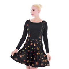 Fireworks Christmas Night Dark Suspender Skater Skirt by Simbadda