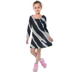 Zebra 2 Print Kids  Long Sleeve Velvet Dress by NSGLOBALDESIGNS2