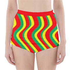 Surf Reggae Disco Waves High-waisted Bikini Bottoms by Seashineswimwear