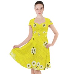 Grunge Yellow Bandana Cap Sleeve Midi Dress by dressshop