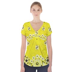 Grunge Yellow Bandana Short Sleeve Front Detail Top by dressshop