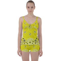 Grunge Yellow Bandana Tie Front Two Piece Tankini by dressshop