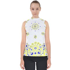 Faded Yellow Bandana Mock Neck Shell Top by dressshop