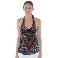 Blue And Red Bandana Babydoll Tankini Top by dressshop