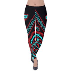 Blue And Red Bandana Velvet Leggings by dressshop