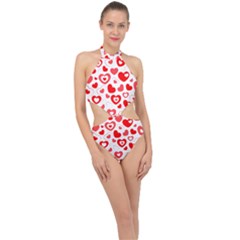 Hearts Halter Side Cut Swimsuit by Hansue