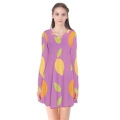 Seamlessly Pattern Fruits Fruit Long Sleeve V-neck Flare Dress by Nexatart