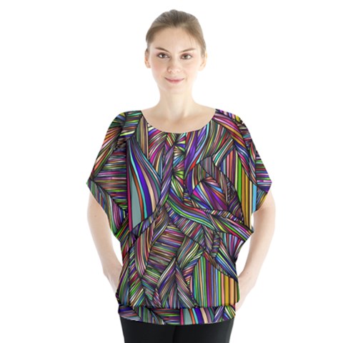 Background Wallpaper Abstract Lines Batwing Chiffon Blouse by Nexatart