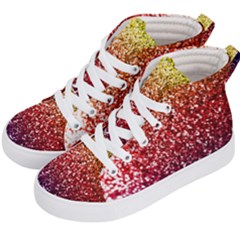 Rainbow Glitter Graphic Kid s Hi-top Skate Sneakers by bloomingvinedesign