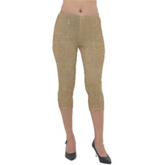 Burlap Coffee Sack Grunge Knit Look Lightweight Velour Capri Leggings  by dressshop