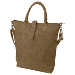 Burlap Coffee Sack Grunge Knit Look Buckle Top Tote Bag by dressshop